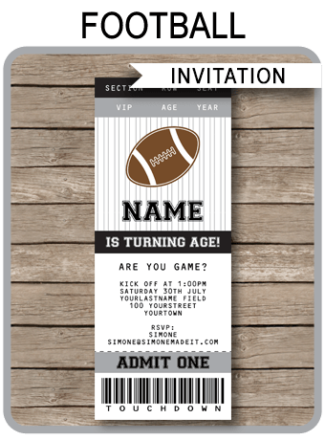 Football Theme Party Printables, Invitations & Decorations - Editable