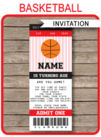 Black and Red Basketball Party Ticket Invitation - DIY Editable & Printable Invitation Template - INSTANT DOWNLOAD $7.50 via simonemadeit.com