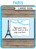 Paris Party Signs – 11×17 inches + A3 – blue