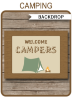 Camping Party Backdrop – “Welcome Campers” – 36×48 inches + A0