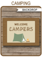 Camping Party Backdrop - Welcome Campers | Printable DIY Template | Party Decorations | 36x48 inches | A0 | $4.50 Instant Download via SIMONEmadeit.com