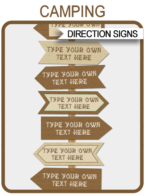 Camping Party Directional Signs – arrows