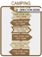 Camping Party Directional Signs – arrows