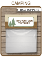 Camping Party Favor Bag Toppers template
