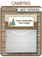 Camping Party Favor Bag Toppers | Birthday Party | Editable DIY Template | $3.00 INSTANT DOWNLOAD via SIMONEmadeit.com