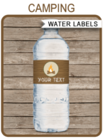Camping Party Water Bottle Labels template