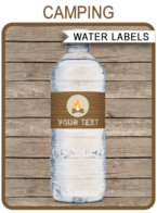 Camping Party Water Bottle Labels | Birthday Party | Editable DIY Template | $3.00 INSTANT DOWNLOAD via SIMONEmadeit.com