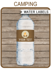 Camping Party Water Bottle Labels | Birthday Party | Editable DIY Template | $3.00 INSTANT DOWNLOAD via SIMONEmadeit.com