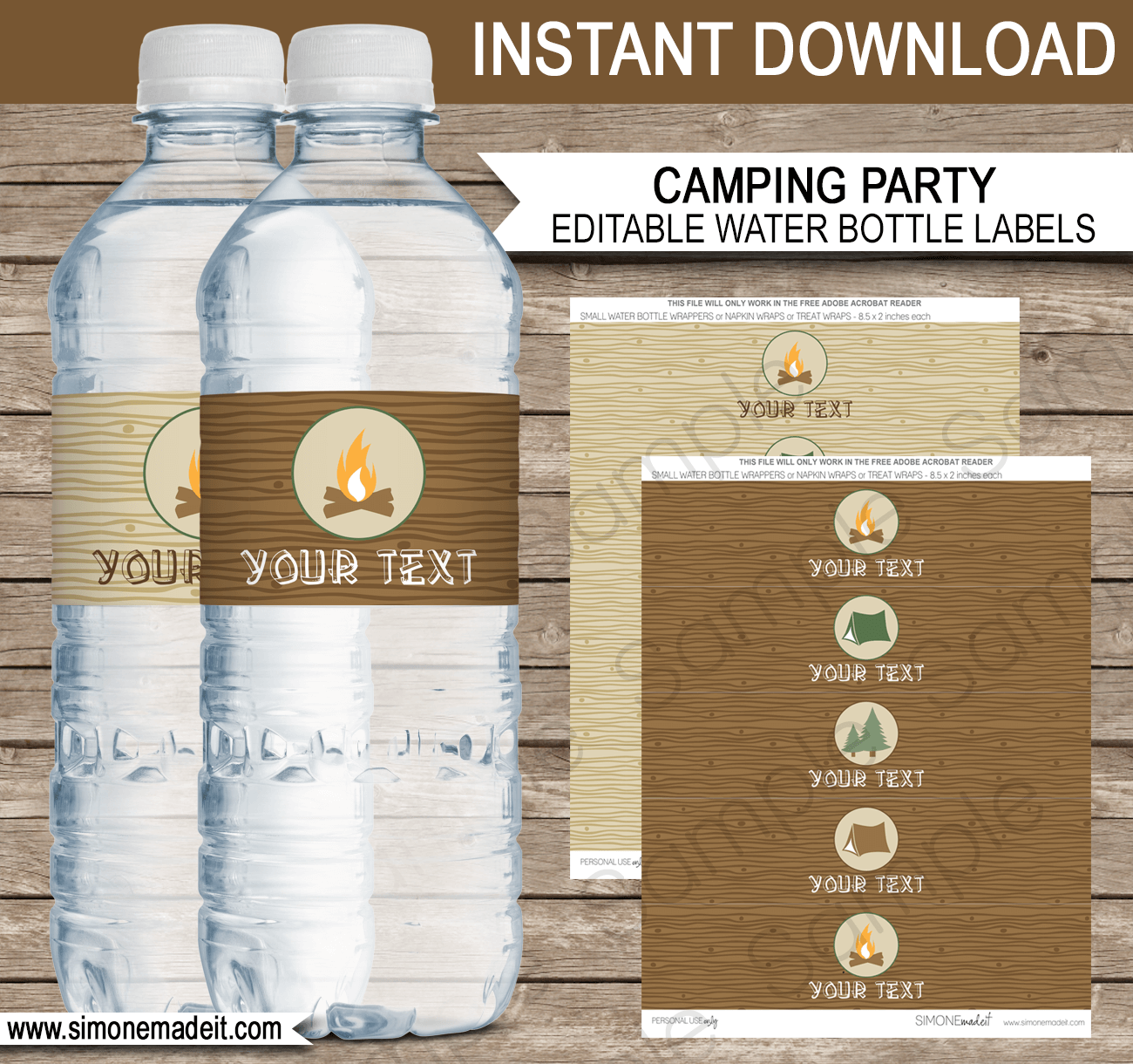 Camping Party Water Bottle Labels template With Diy Water Bottle Label Template