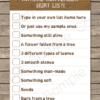 Camping Party Scavenger Hunt List