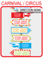 Colorful Carnival Directional Signs | Carnival Party | Circus Party | Direction Arrows | Editable DIY Template | $4.50 INSTANT DOWNLOAD via SIMONEmadeit.com