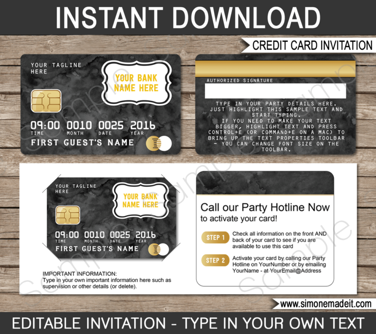 Credit Card Invitation Template Mall Scavenger Hunt Invites