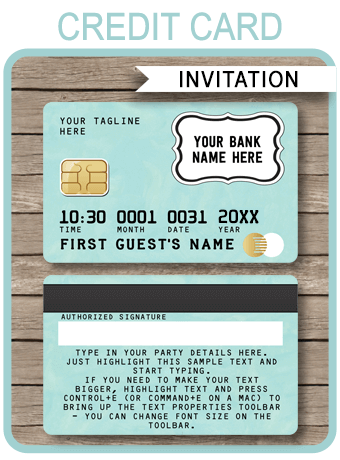 Green Credit Card Invitations | Mall Scavenger Hunt Party Invitations | Shopping Party Theme | Editable & Printable DIY Template | $7.50 INSTANT DOWNLOAD via simonemadeit.com