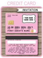 Pink Credit Card Invitations | Mall Scavenger Hunt Party Invitations | Shopping Party Theme | Editable & Printable DIY Template | $7.50 INSTANT DOWNLOAD via simonemadeit.com