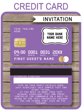 Purple Credit Card Invitations | Mall Scavenger Hunt Party Invitations | Shopping Party Theme | Editable & Printable DIY Template | $7.50 INSTANT DOWNLOAD via simonemadeit.com