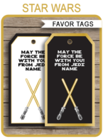 Printable Gold Star Wars Favor Tags Template | Birthday Party Thank You Tags | DIY Editable Text | $3.00 via SIMONEmadeit.com