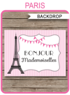 Paris Party Backdrop – “Bonjour Mademoiselles” – 36×48 inches + A0