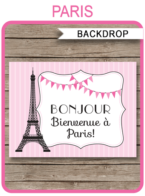 Paris Party Sign Backdrop – “Bonjour Bienvenue à Paris” – 36×48 inches + A0