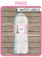 Paris Party Water Bottle Labels template