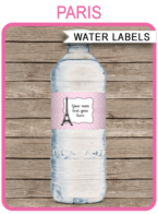 Paris Party Water Bottle Labels | Birthday Party | Editable DIY Template | $3.00 INSTANT DOWNLOAD via SIMONEmadeit.com