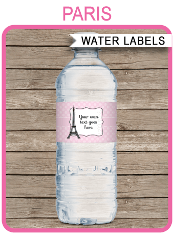 Ooh La La Paris Theme Sweet 16 Water Bottle Labels any Age 
