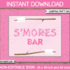 Camping Birthday Party Smores Bar Sign