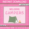 Camping Birthday Party Welcome Sign