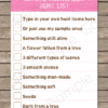 Camping Birthday Party Scavenger Hunt List