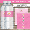 Camping Birthday Party Water Bottle Labels