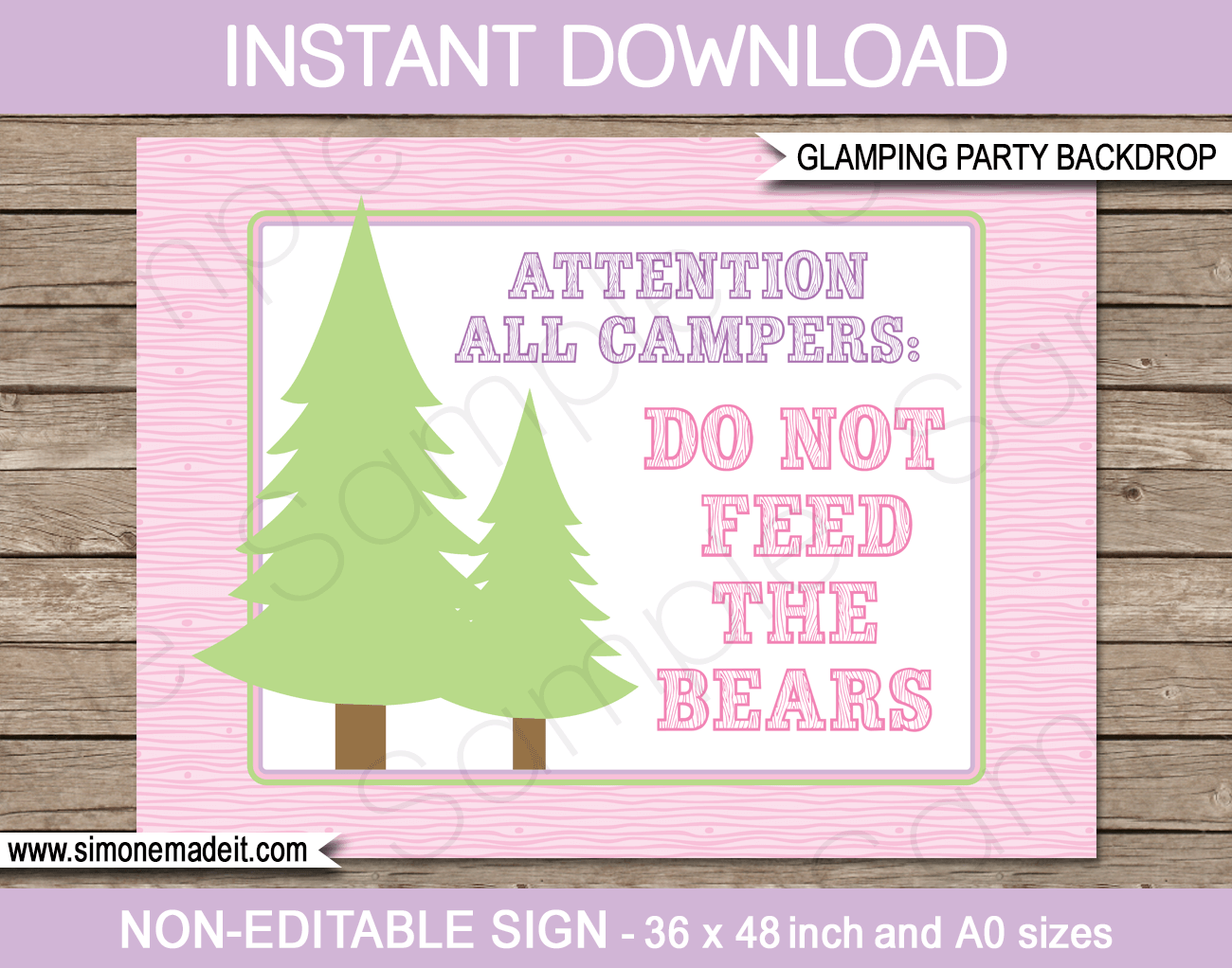 Glamping Party Backdrop or Sign | Printable DIY Template | Party Decorations | 36x48 inches | A0 | $4.50 Instant Download via SIMONEmadeit.com