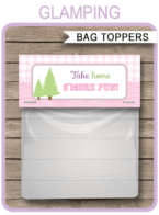 Glamping Party Favor Bag Toppers template