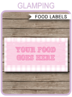 Glamping Party Food Labels | Food Buffet Cards | Place Cards |Printable Party Decorations | DIY Editable template | $3.00 Instant Download via simonemadeit.com