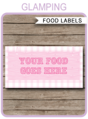 Glamping Party Food Labels | Food Buffet Cards | Place Cards |Printable Party Decorations | DIY Editable template | $3.00 Instant Download via simonemadeit.com