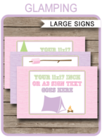 Glamping Party Signs | Editable & Printable DIY Templates | Party Decorations | Tabloid / Ledger 11x17 inches | A3 | $4.00 Instant Download via SIMONEmadeit.com