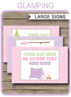 Glamping Party Signs | Editable & Printable DIY Templates | Party Decorations | Tabloid / Ledger 11x17 inches | A3 | $4.00 Instant Download via SIMONEmadeit.com