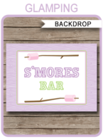 Glamping Party S'mores Bar Sign or Backdrop | Printable DIY Template | Party Decorations | 36x48 inches | A0 | $4.50 Instant Download via SIMONEmadeit.com