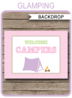 Glamping Party Backdrop – “Welcome Campers” – 36×48 inches + A0