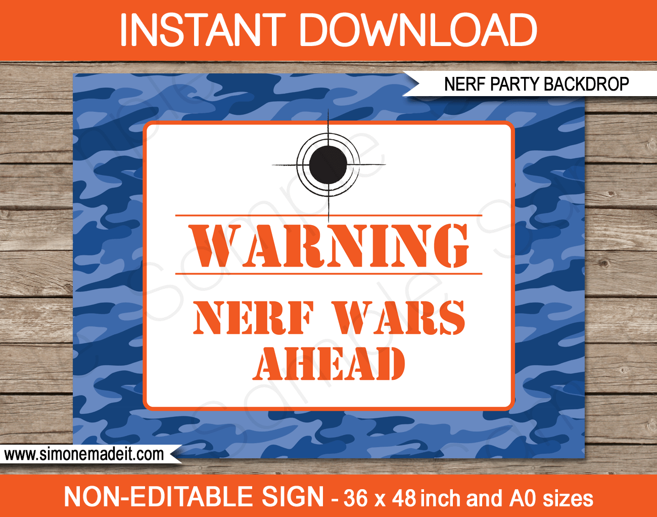 Nerf Birthday Party Backdrop Or Sign Nerf Party Decorations