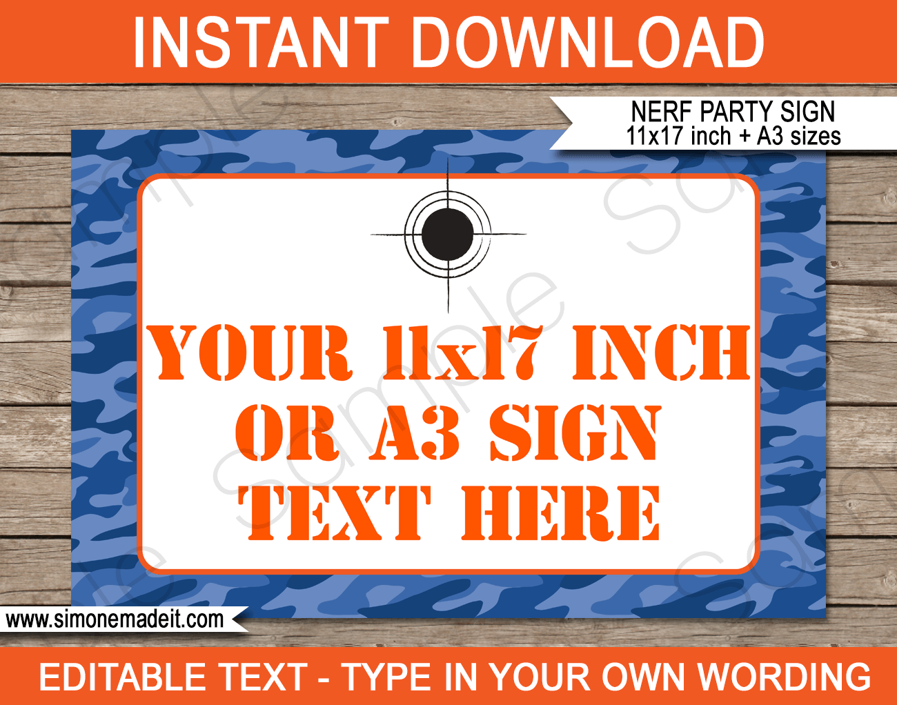 Nerf Birthday Party Signs | Editable & Printable DIY Templates | Party Decorations | Tabloid / Ledger 11x17 inches | A3 | $4.00 Instant Download via SIMONEmadeit.com