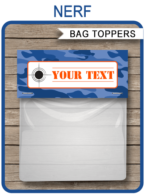 Nerf Party Favor Bag Toppers template – blue camo