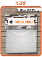 Nerf Party Favor Bag Toppers template – gray camo
