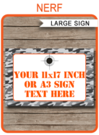 Nerf Party Signs – 11×17 inches + A3 – gray camo