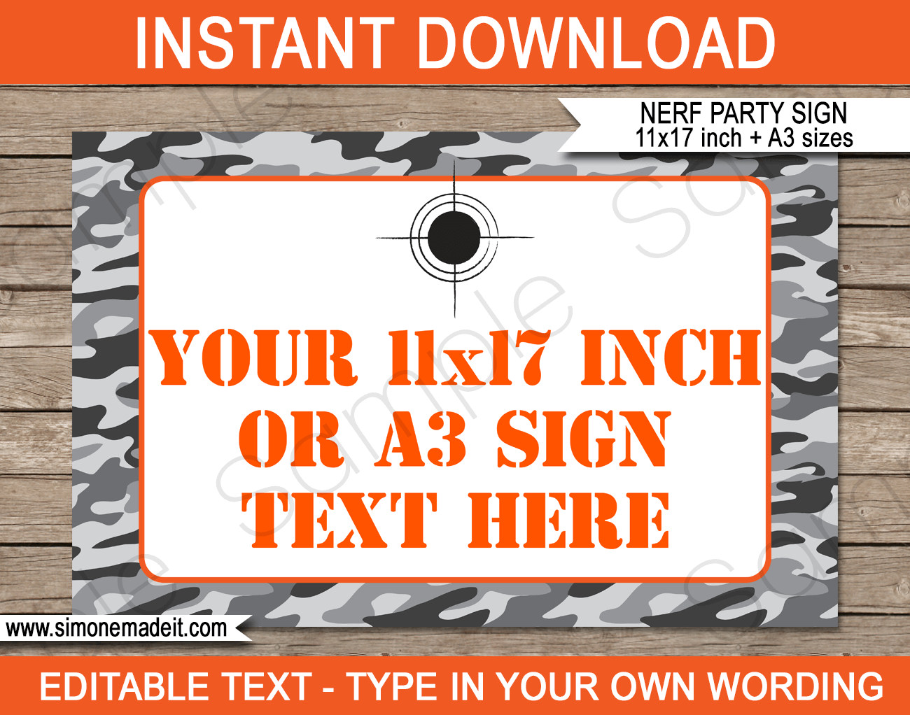 Nerf Party Signs | Editable & Printable DIY Templates | Birthday Party Decorations | Tabloid / Ledger 11x17 inches | A3 | $4.00 Instant Download via SIMONEmadeit.com