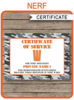 Nerf Wars Certificate template – gray camo