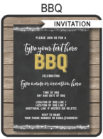 BBQ Invitations Template | Chalkboard and gold glitter | Editable & Printable DIY Template | INSTANT DOWNLOAD $7.50 via simonemadeit.com