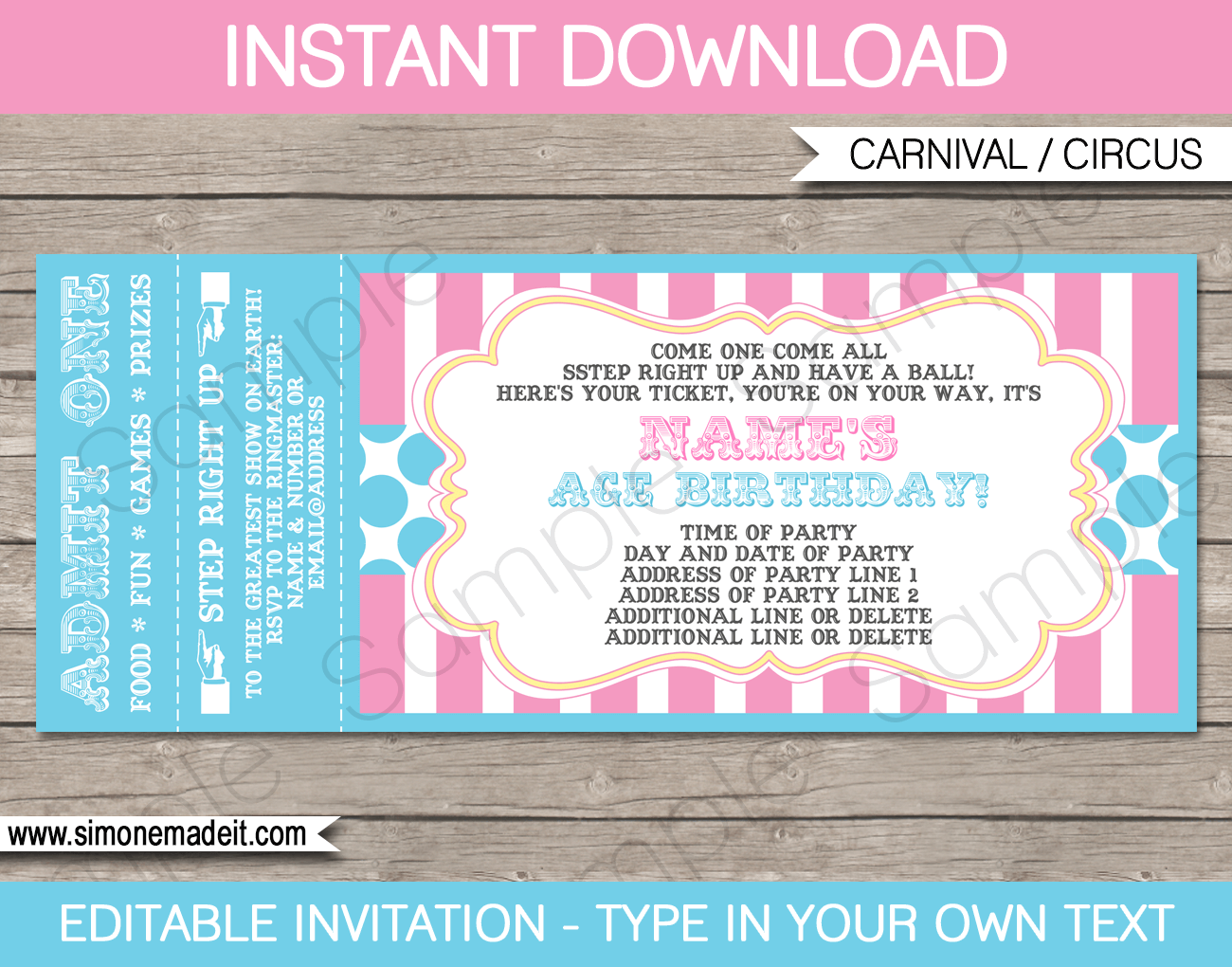 Carnival Ticket Invitation Template ~ Invitation Templates ...