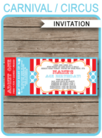 Circus Ticket Invitation Template | Carnival Party | Circus Party | Editable and Printable | INSTANT DOWNLOAD $7.50 via simonemadeit.com