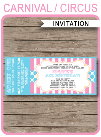 carnival ticket invitation template pink aqua 2 carnival ticket invitation template