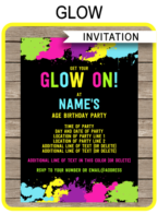 Neon Glow Party Invitations Template | Editable & Printable DIY Template | INSTANT DOWNLOAD $7.50 via simonemadeit.com