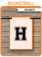Basketball Party Banner template – black/orange